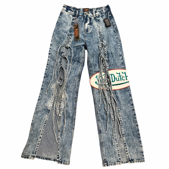 Von Dutch Denim - Von Dutch Women's Wide Leg Tie Front Denim Jeans  size‎ 3 (27 x 31 )